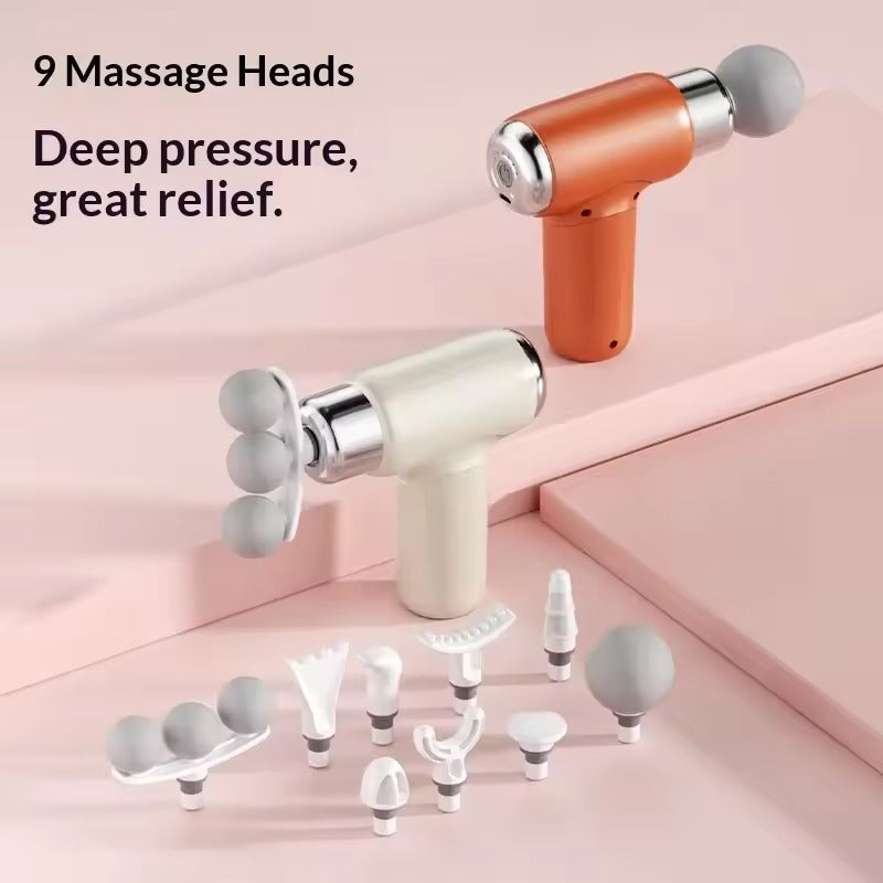 Fascia Portable Mini Massage Gun – Deep Tissue Muscle Massager with Multiple Heads