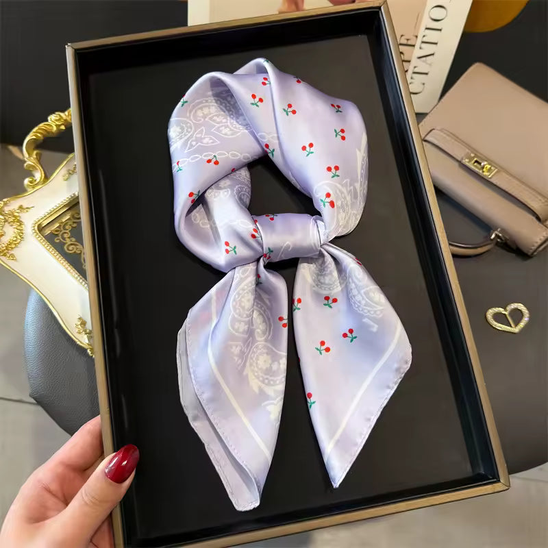 Print 70cm Silk Satin Headkerchief Women Luxury Design Neck Tie Scarf Female Hair Hand Wrist Foulard Shawl Hijab Bandana Scarves
