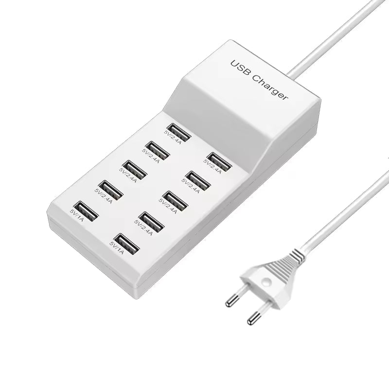 4/10-Ports USB Charging Station50W/10A Multi Port USB C Hub Charger for Cellphone Tablet Multiple Devices Extension Socket