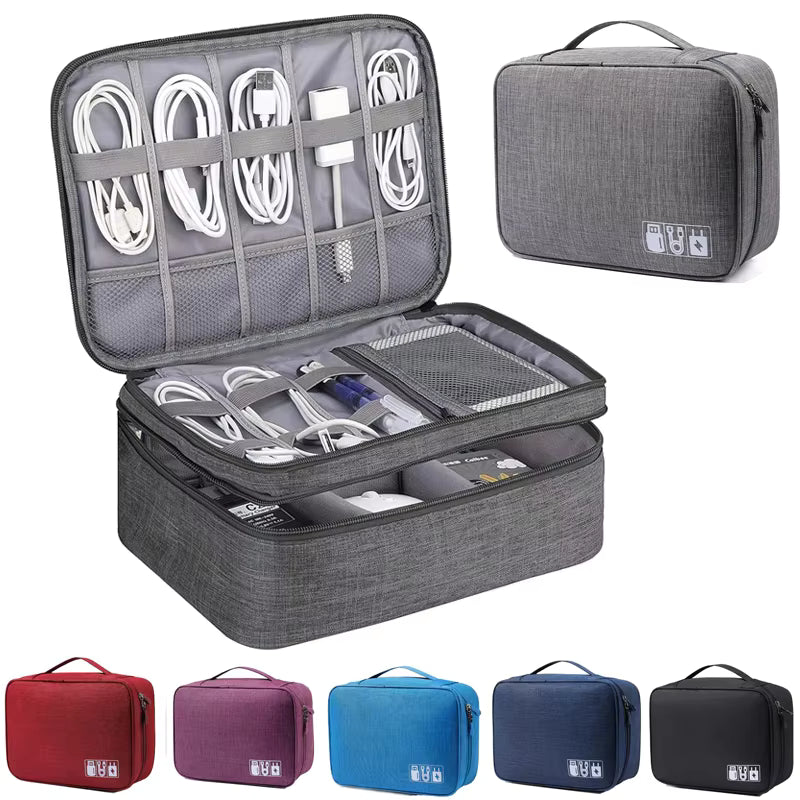 Portable Electronic Accessories Organizer Bag – Waterproof Travel Cable & Gadget Storage Case | Multi-Layer Tech Organizer Pouch