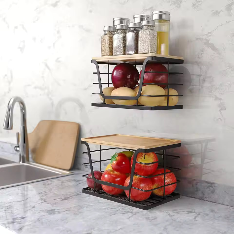 Waste Bag Holder with Hooks for Home Organization Kitchen Storage Basket - Multi-Purpose Fruit & Spice Organizer Rack,